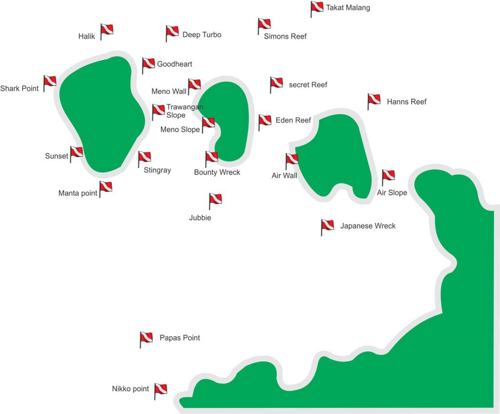villa almarik diving map